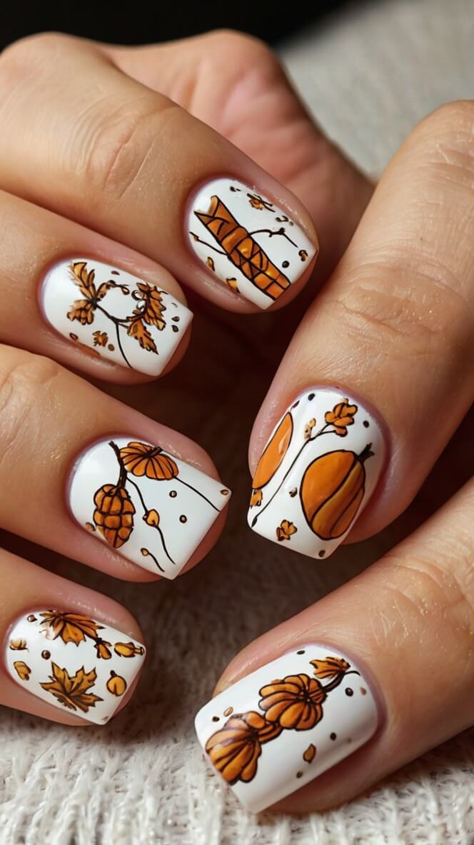 30 Really Cute Thanksgiving Nail Ideas You Should Try Right Now!