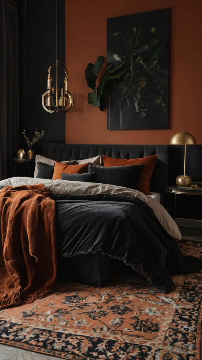 40 Stylish Black & Rust Bedroom Ideas