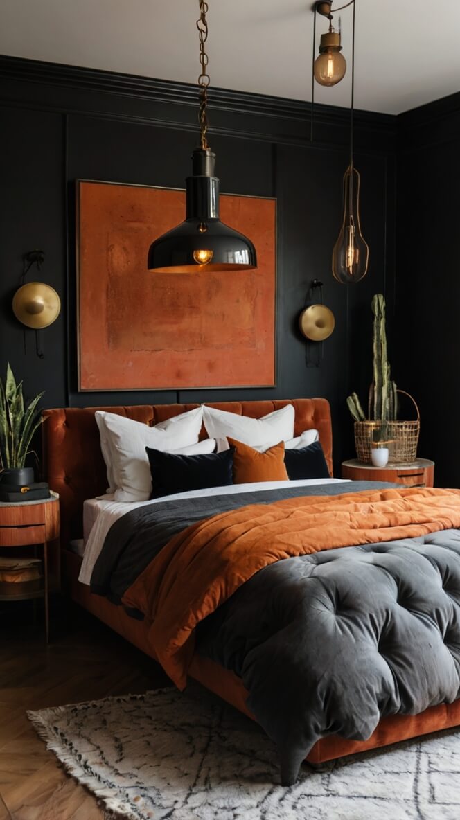 40 Stylish Black & Rust Bedroom Ideas