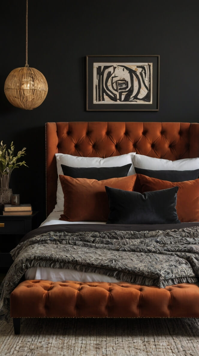 40 Stylish Black & Rust Bedroom Ideas