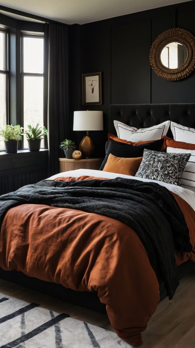 40 Stylish Black & Rust Bedroom Ideas