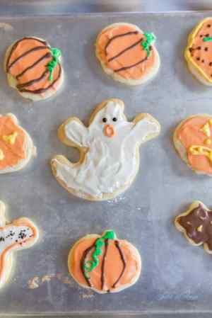 Halloween Sour Cream Sugar Cookies with Cream Cheese Frosting