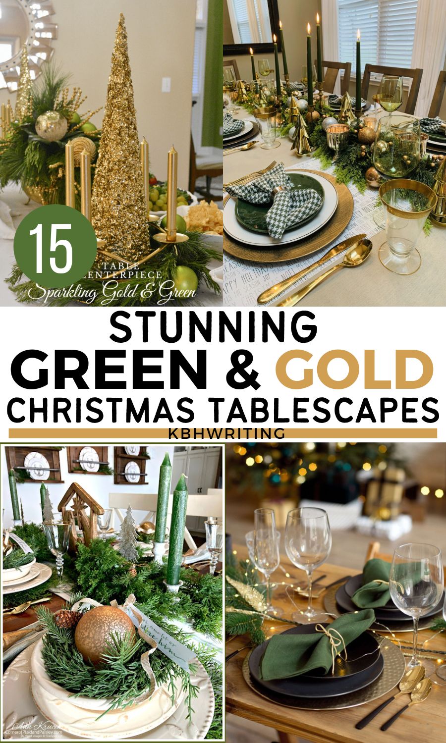 Green & Gold Christmas Tablescapes