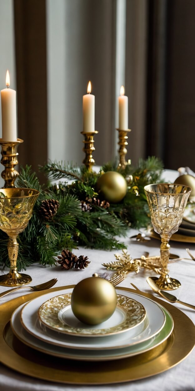 15 Stunning Green & Gold Christmas Tablescapes