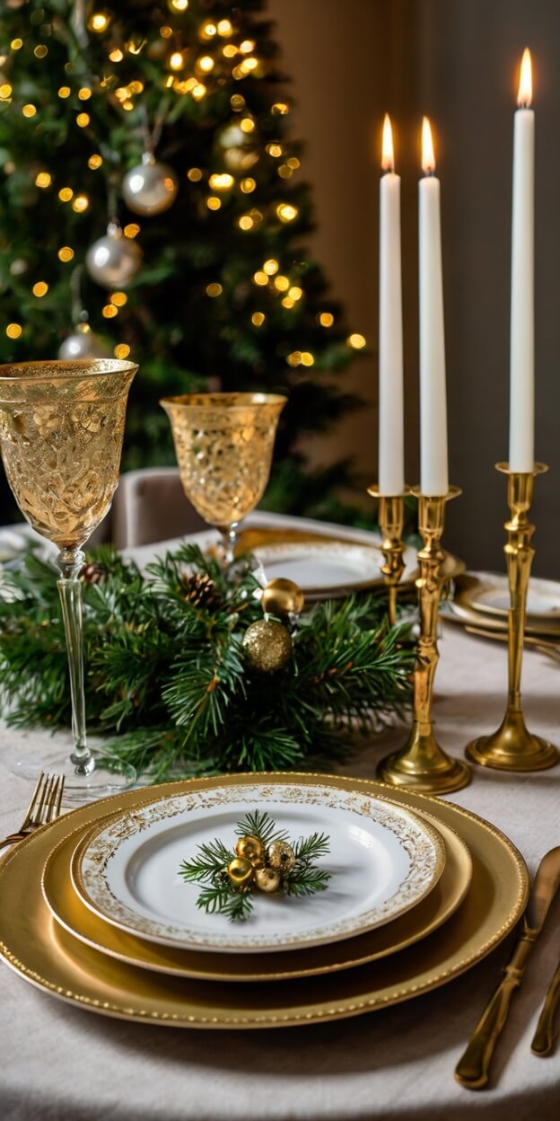 15 Stunning Green & Gold Christmas Tablescapes