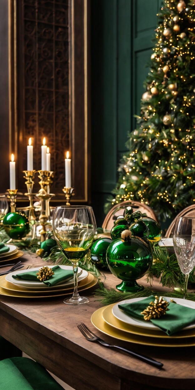 15 Stunning Green & Gold Christmas Tablescapes