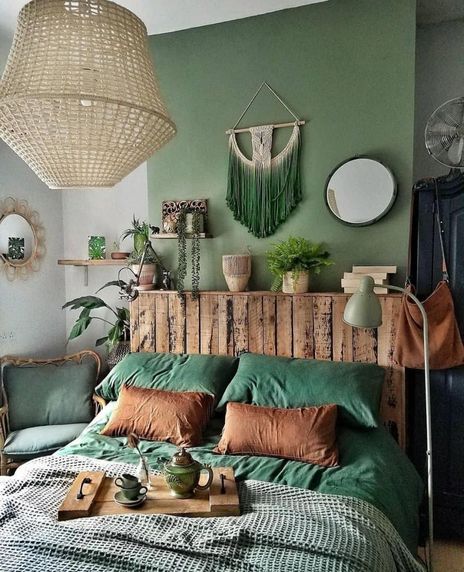 20 Natural Green Boho Living Room Ideas