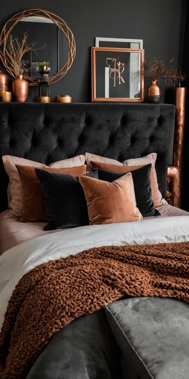 Inspiring Black and Copper Bedroom Ideas