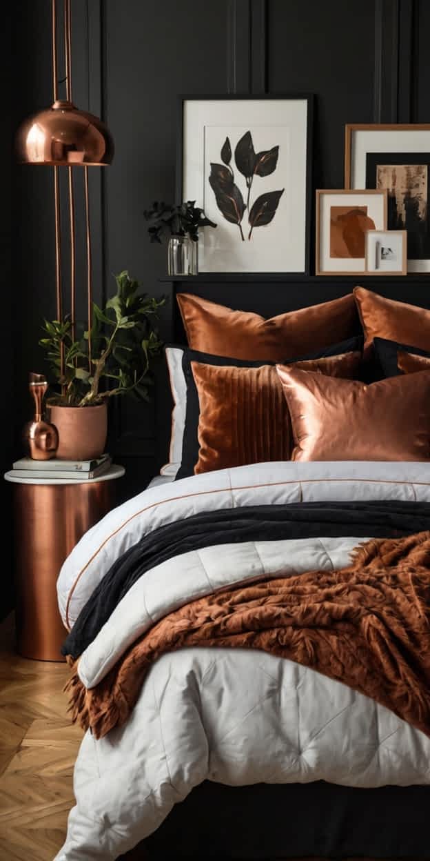 Inspiring Black and Copper Bedroom Ideas