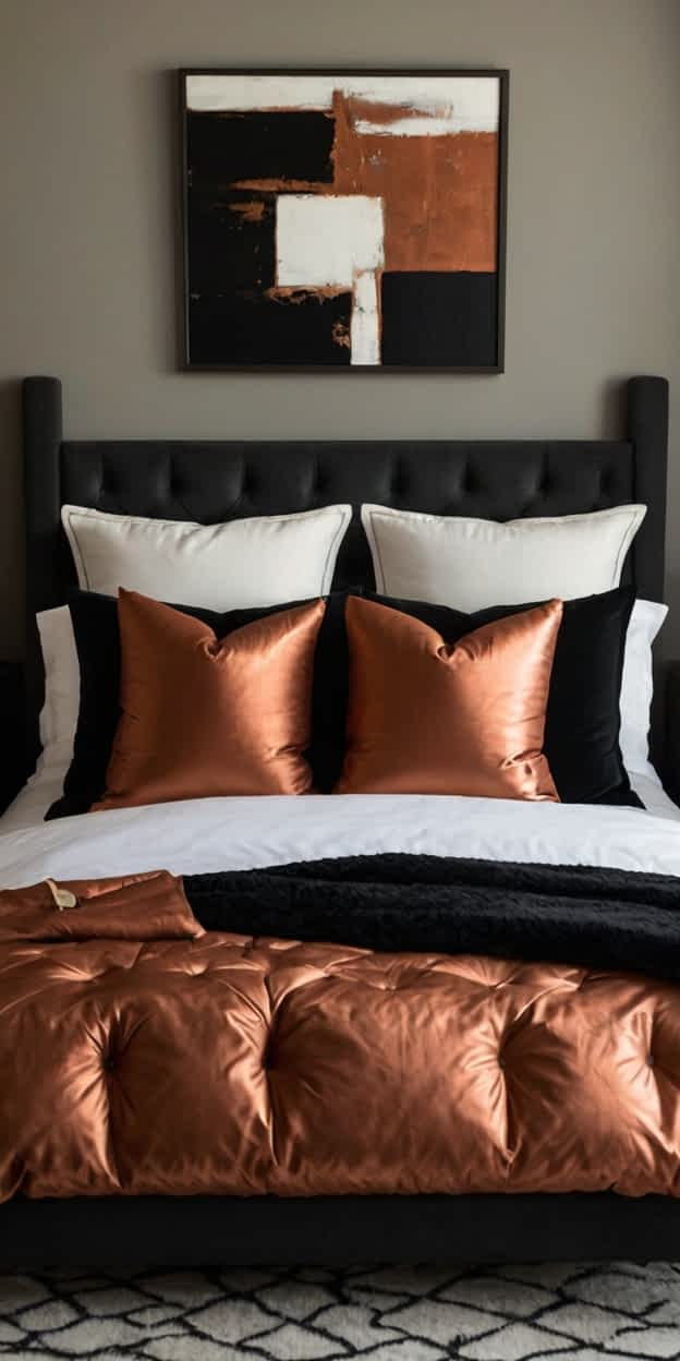 Inspiring Black and Copper Bedroom Ideas