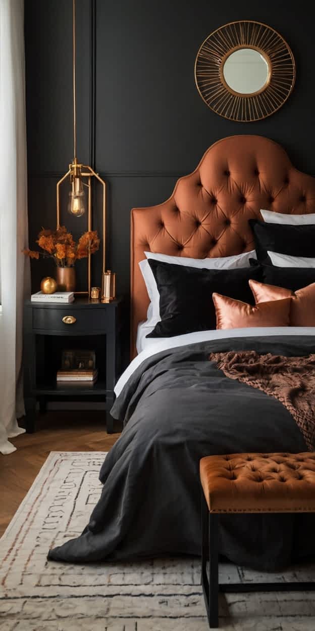 Inspiring Black and Copper Bedroom Ideas