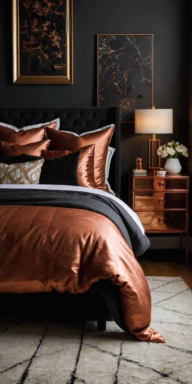 Inspiring Black and Copper Bedroom Ideas