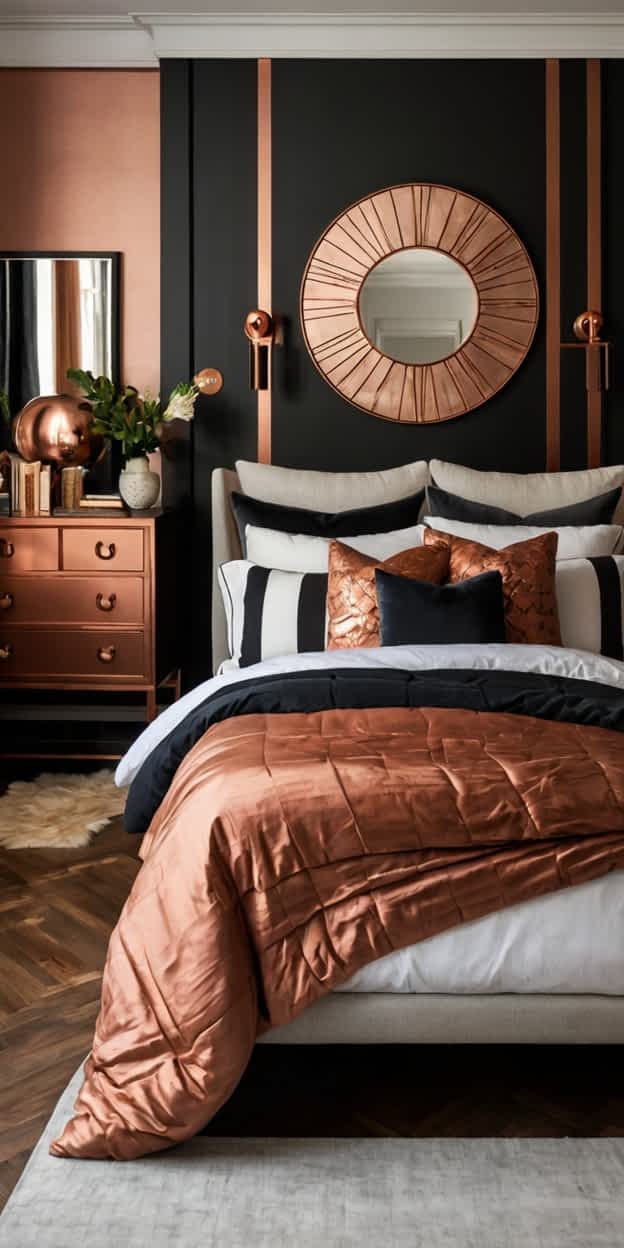 Inspiring Black and Copper Bedroom Ideas