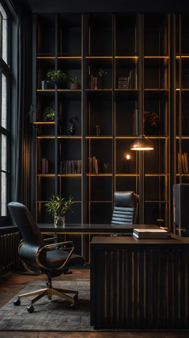 20 Dark & Moody Office Design That Looks Calming