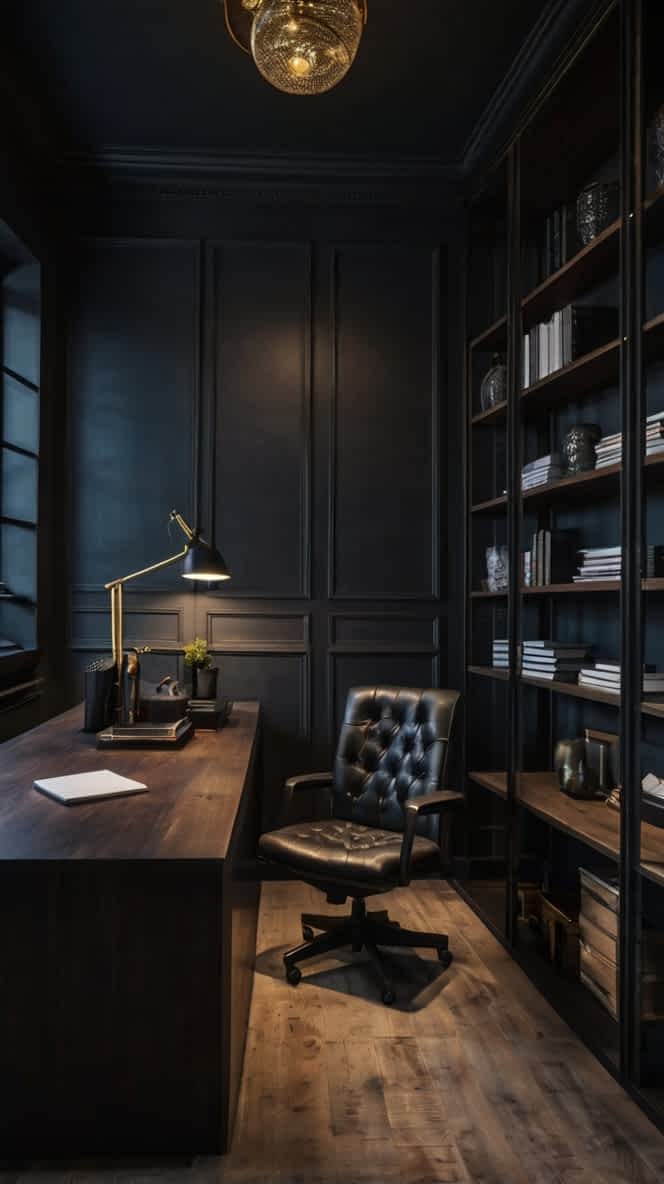 20 Dark & Moody Office Design That Looks Calming