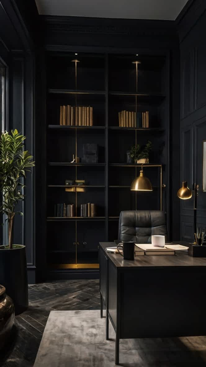 20 Dark & Moody Office Design That Looks Calming