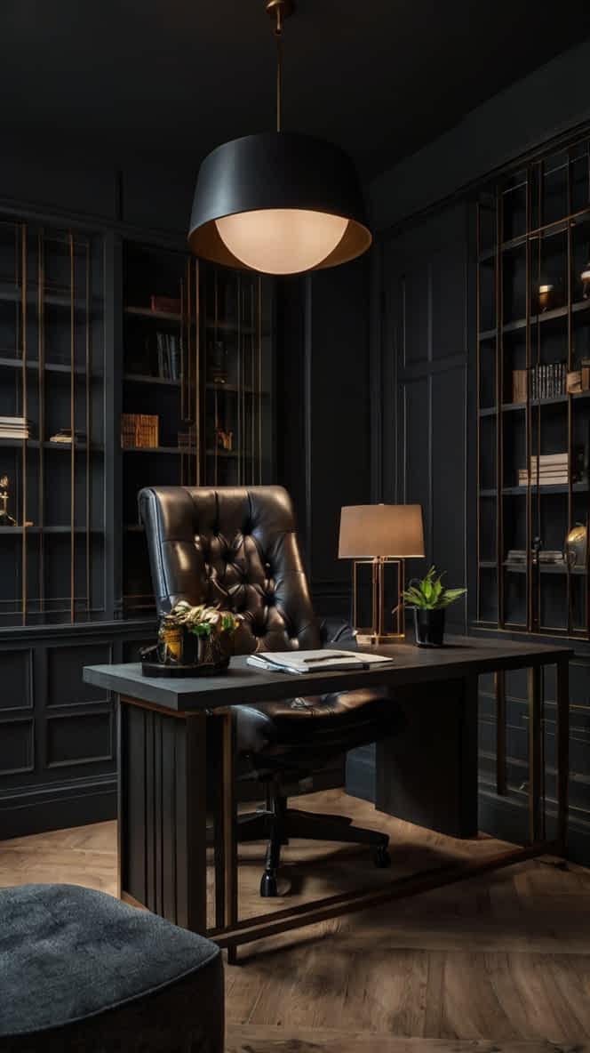 20 Dark & Moody Office Design That Looks Calming