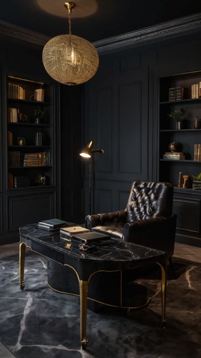 20 Dark & Moody Office Design That Looks Calming