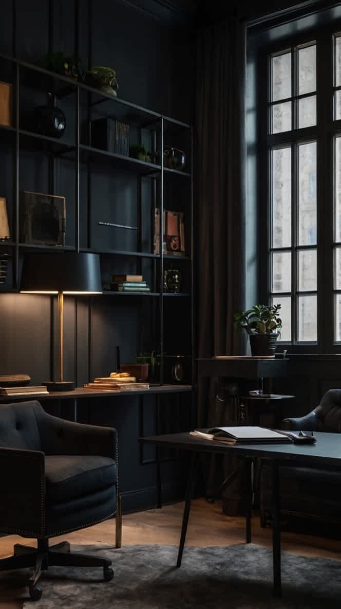 20 Dark & Moody Office Design That Looks Calming