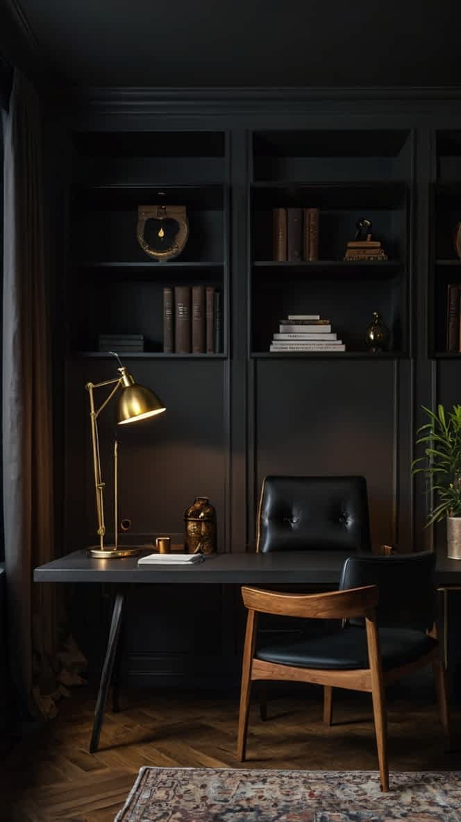 20 Dark & Moody Office Design That Looks Calming