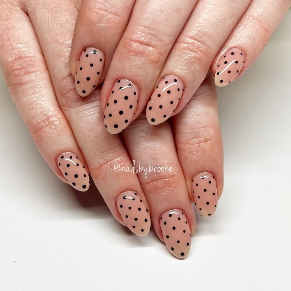 Nude Polka dots nail art design