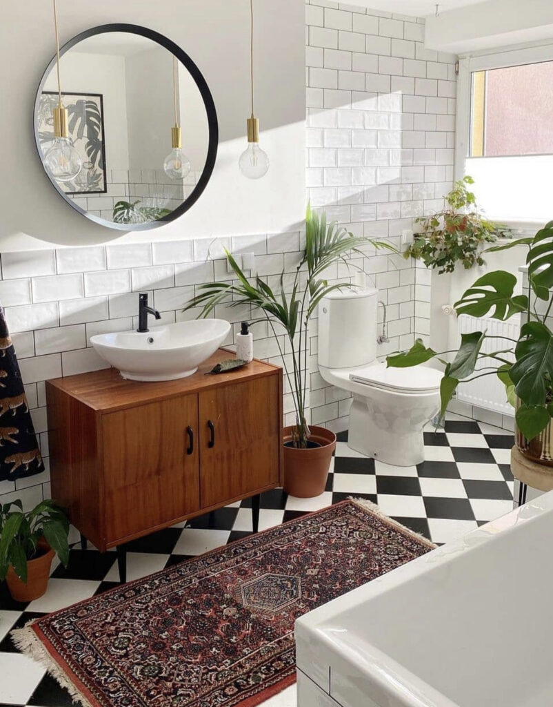 Checkerboard Tile Bathroom