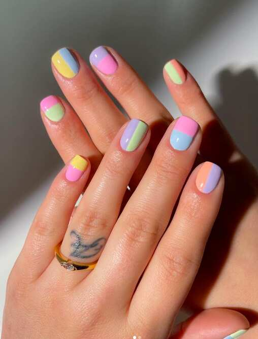 25 Multi-Colored Pastel Nail Design Ideas