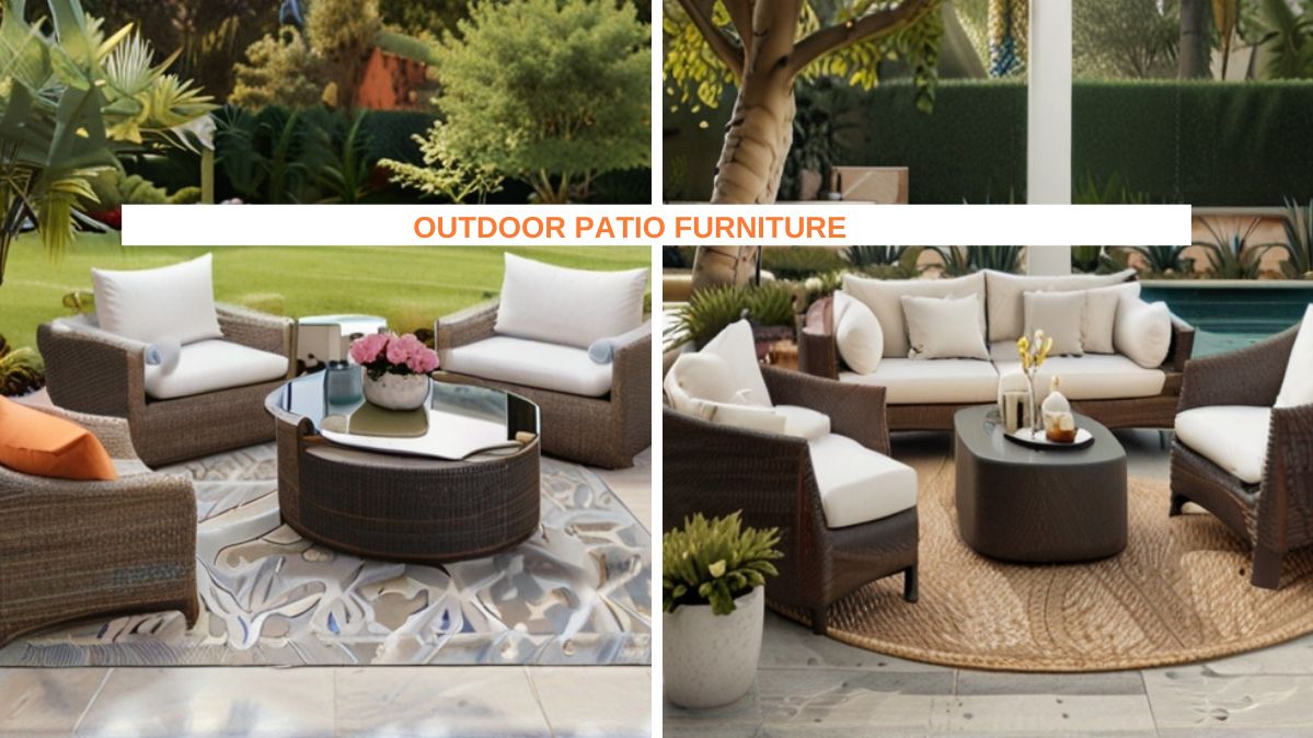 A cozy and stylish outdoor patio furniture set.