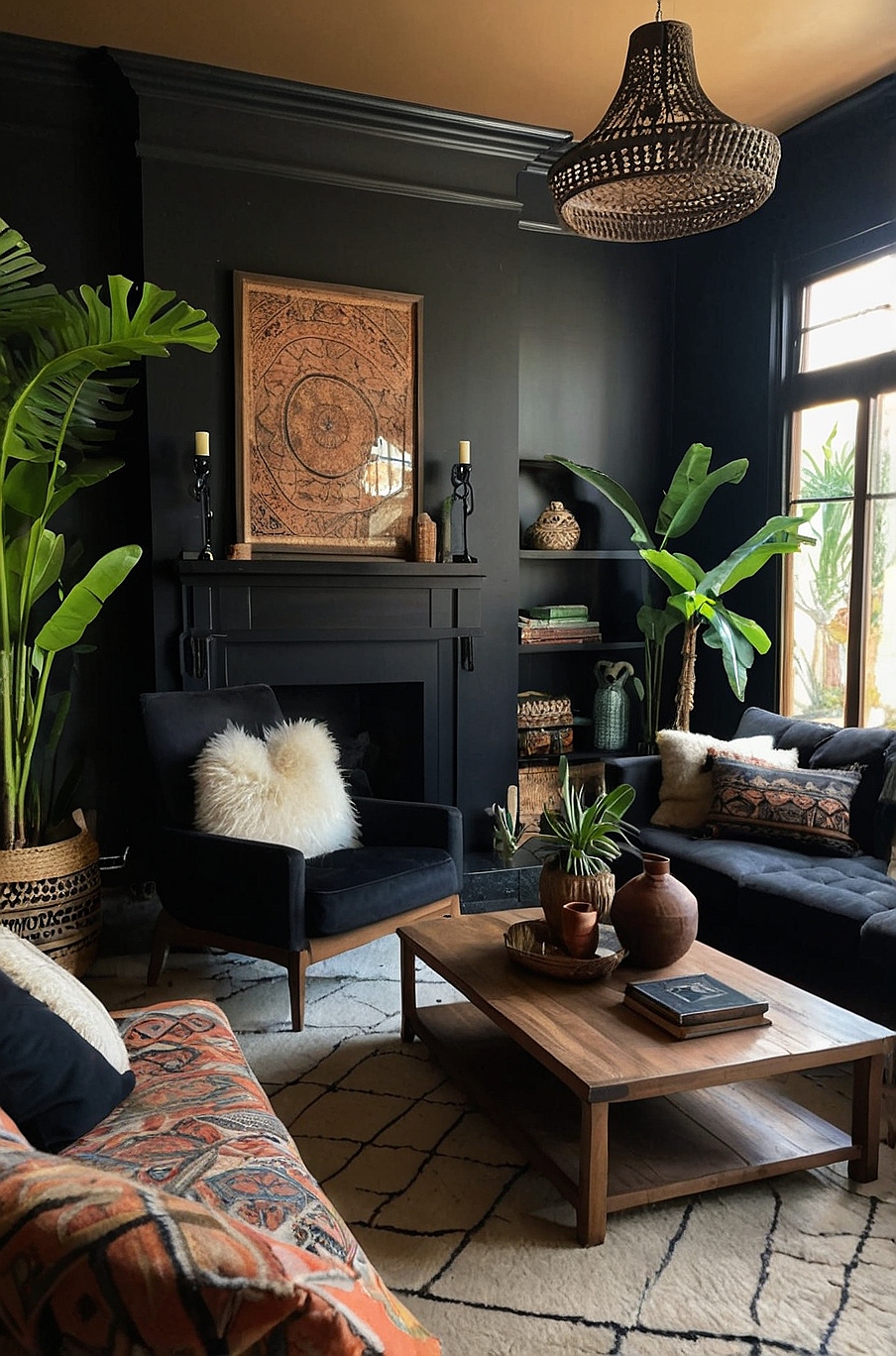 40 Black Bohemian Living Room Ideas