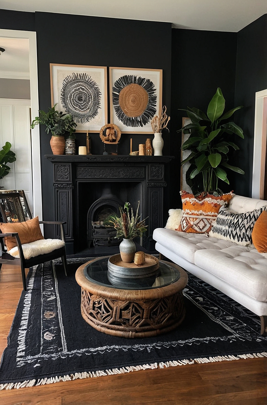 40 Black Bohemian Living Room Ideas