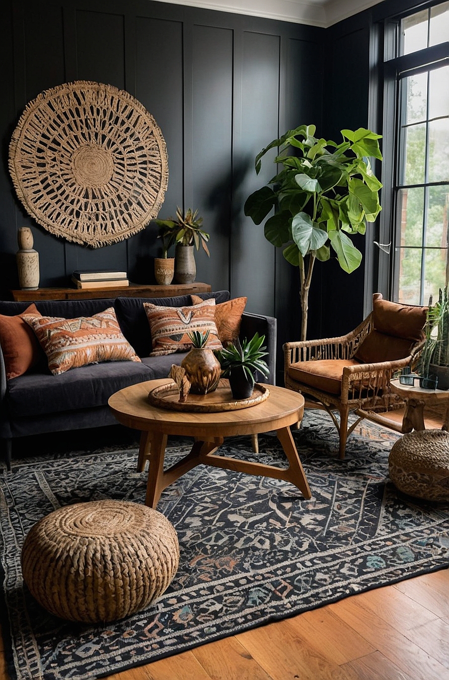 40 Black Bohemian Living Room Ideas