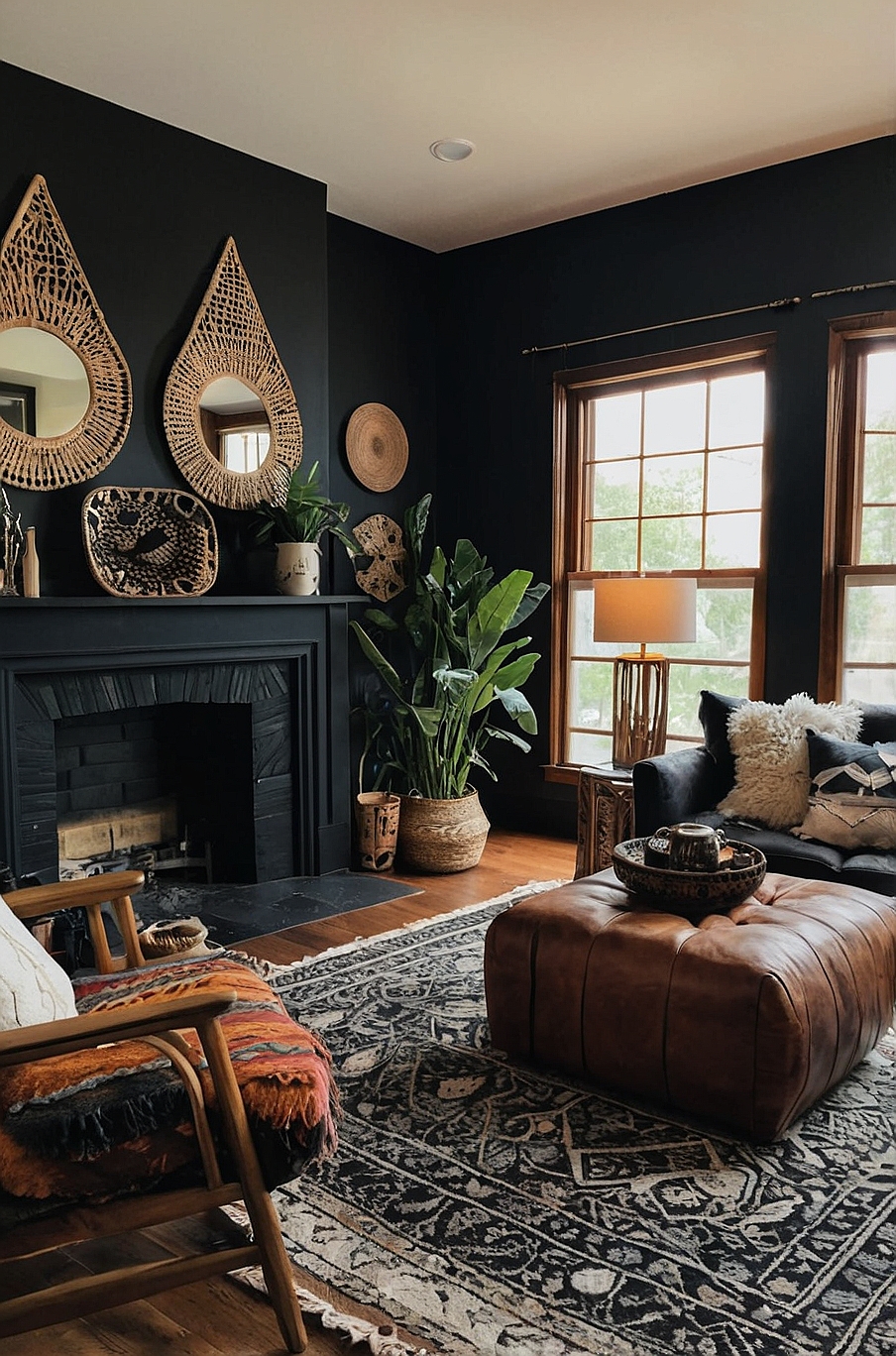 40 Black Bohemian Living Room Ideas