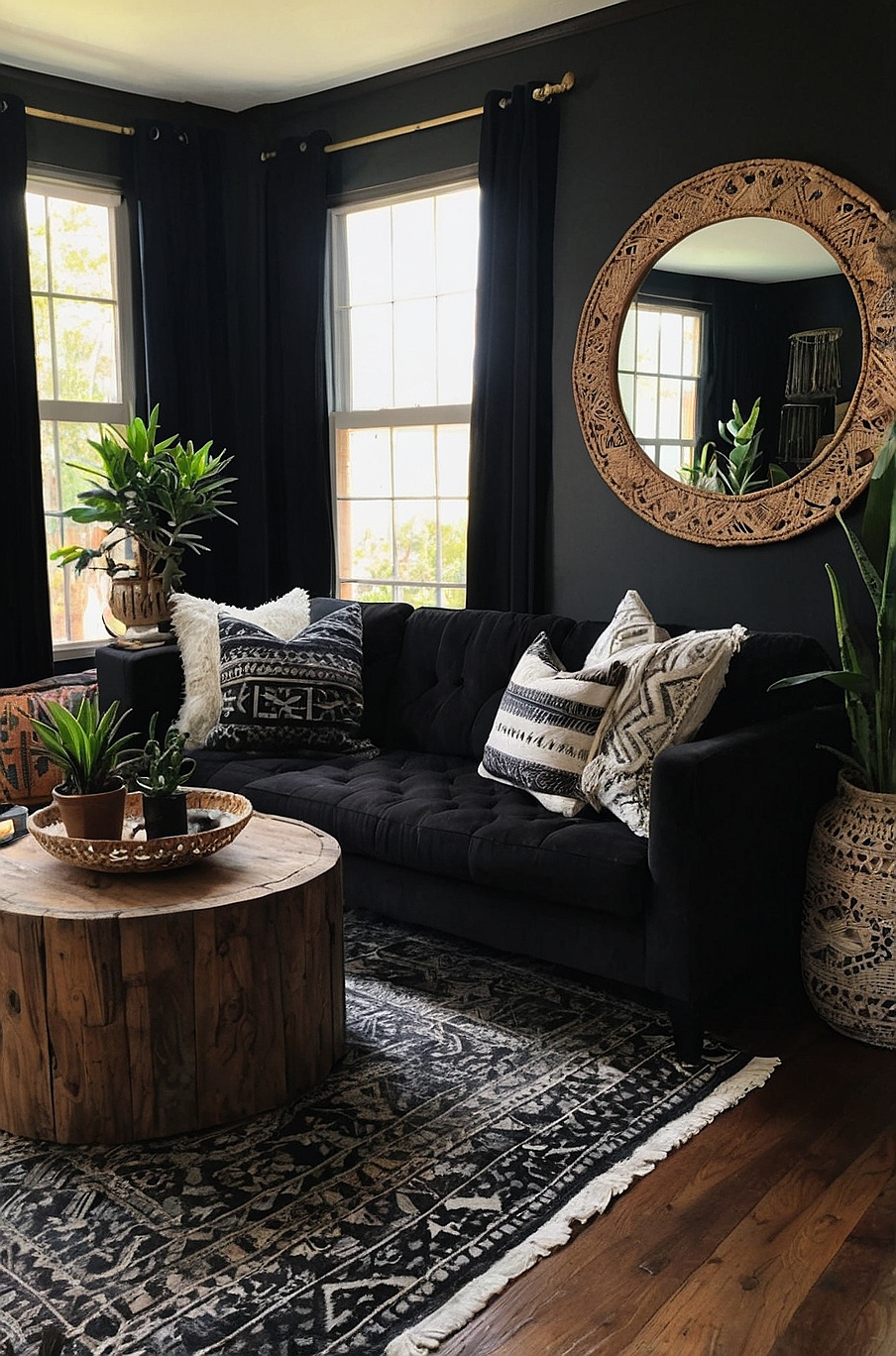 40 Black Bohemian Living Room Ideas