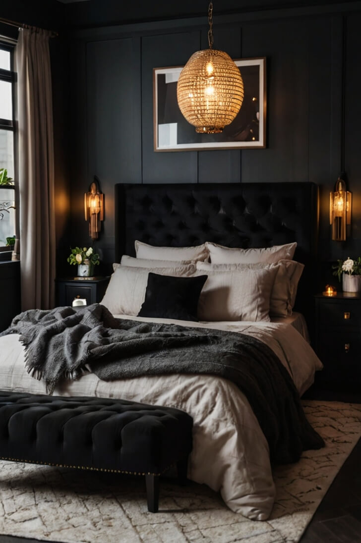 23 Cozy Black Bedroom Inspiration That Feels...too Good!