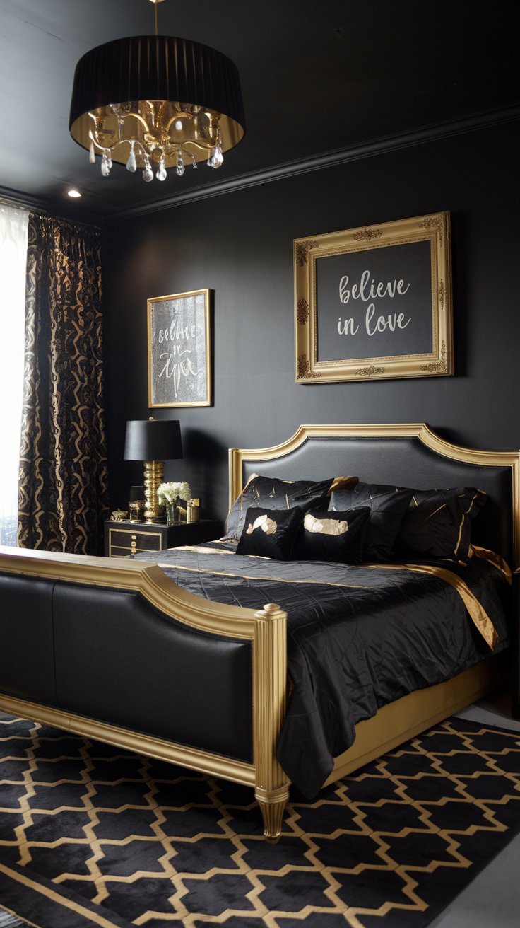 25 Romantic Black & Gold Bedroom Ideas