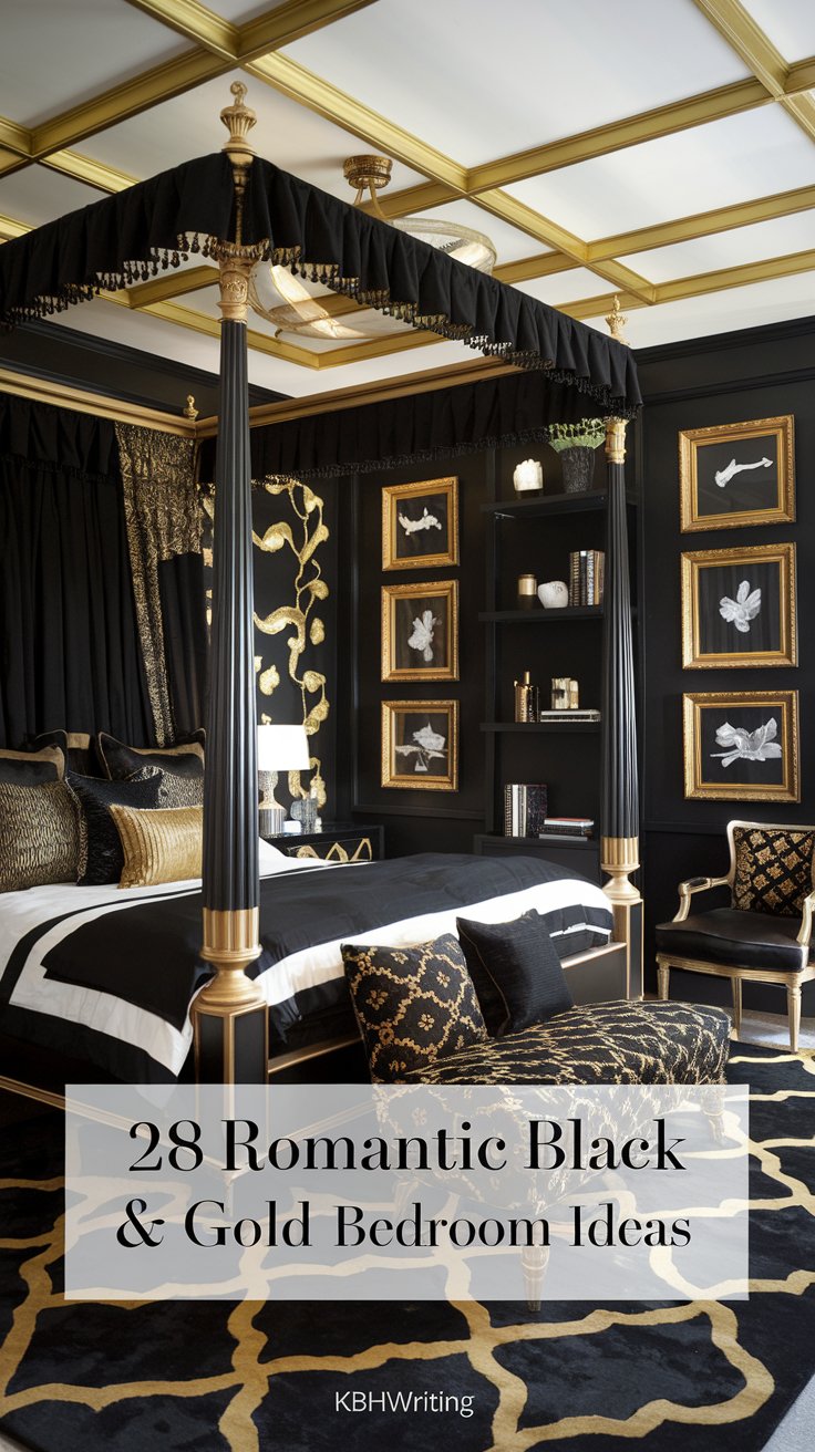 25 Romantic Black & Gold Bedroom Ideas