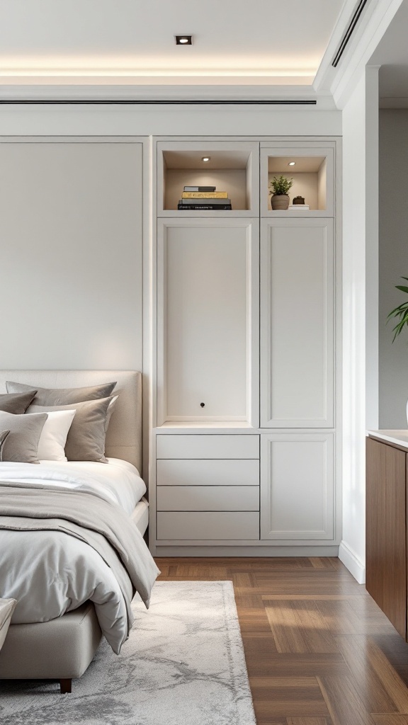 Luxurious bedroom with custom built-in storage