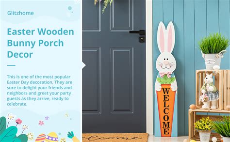 Amazon.com: Glitzhome Wooden Vertical Easter Porch Sign Hanging Welcome ...